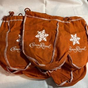6 Crown Royal Bags Salted Caramel Snowflake Orange 9” Lot
